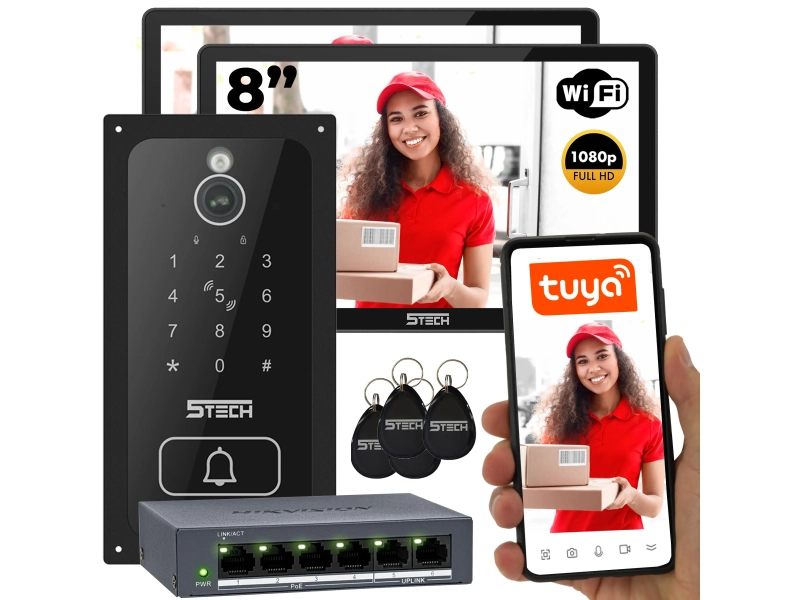 Wideodomofon zestaw 5TECH WIFI 8