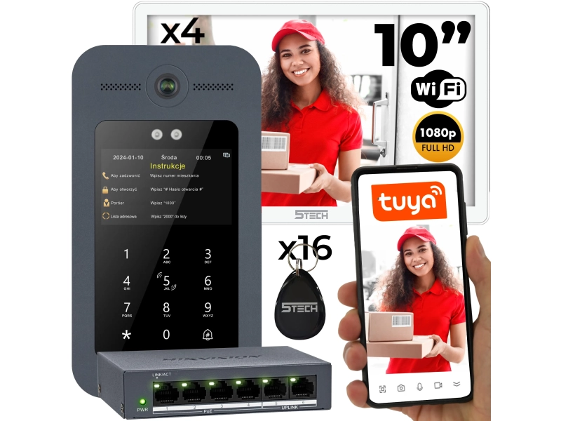 Wideodomofon zestaw 5TECH WIFI 8