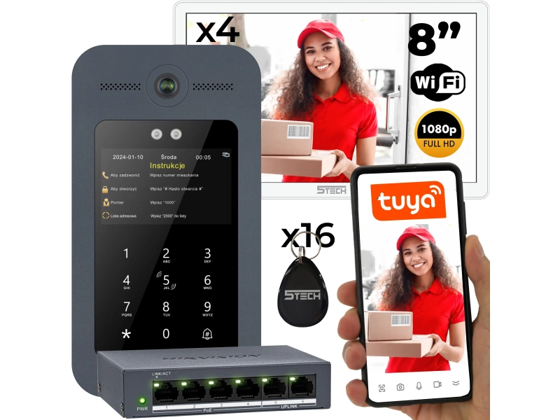 Wideodomofon zestaw 5TECH WIFI 8