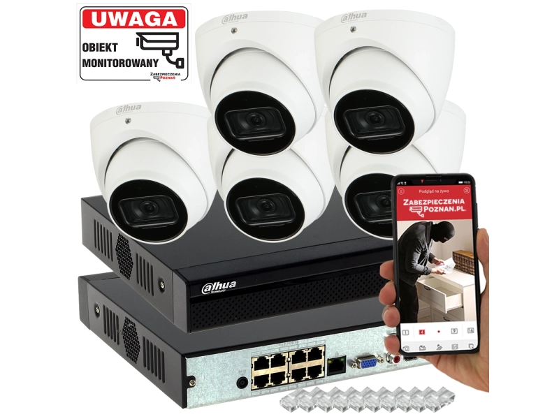 Kompletny monitoring Dahua IPC-HDW3841EM-S-0280B-S2 8MPX WizSense AI SSA MicroSD Mikrofon