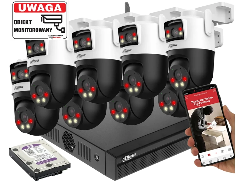 Monitoring 8 kamer obrotowych WiFi Dahua 5MPx P5D-5F-PV-0280B/0600B Picoo Dual D1 Inteligentne śledzenie AI Smart Dual Illumination Alarm