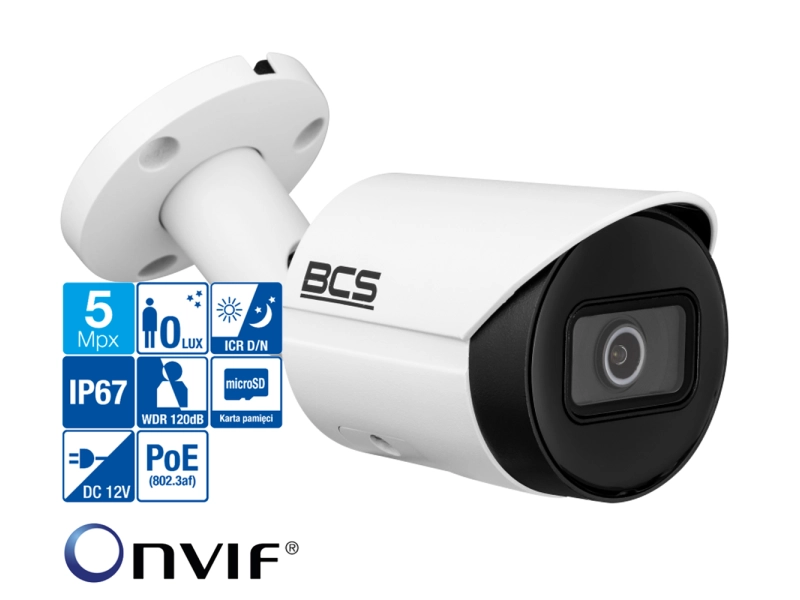 Kamera do monitoringu domu BCS-TIP3501IR-E-V 5Mpx Analiza Aplikacja IR30 WDR PoE