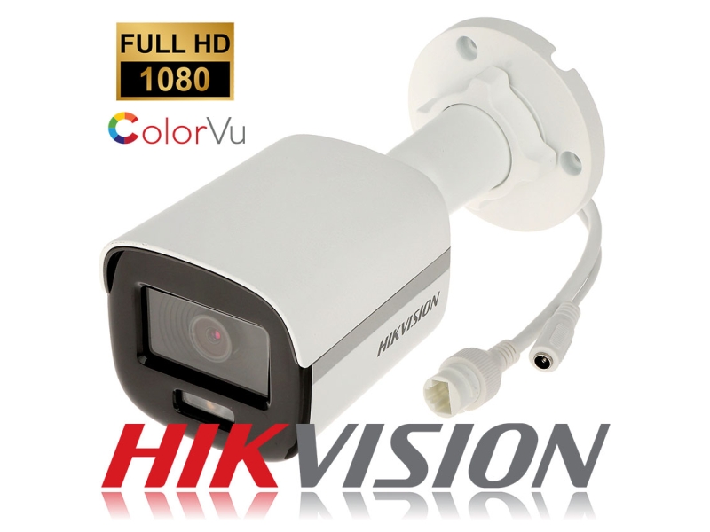4 Kamery Hikvision Colorvu IP DS-2CD1027G0-L 2Mpx PoE Rejestrator PoE DS-7604NI-K1/4P
