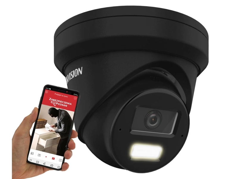 Czarna kamera kopułowa IP Hikvision DS-2CD2363G2-LI2U(2.8mm)(BLACK) 6Mpx AcuSense Smart Hybrid Light 2-Mikrofony