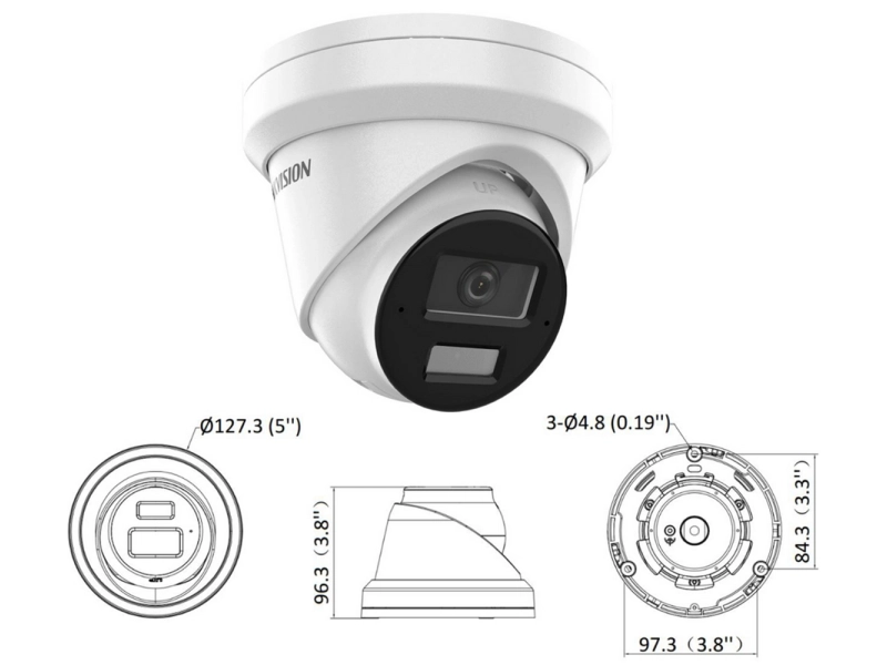 Zestaw IP ColorVu 6x kamera kopułowa IP Hikvision DS-2CD2383G2-LI2U 8Mpx AcuSense Smart Hybrid Light 2-Mikrofony