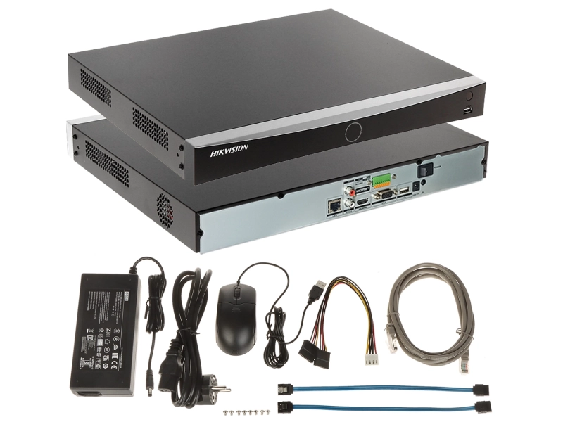 Zestaw monitoringu do domu Hikvision 4MPx DS-2CD2346G2-I Acusense Rejestrator Switch PoE Dysk 4TB