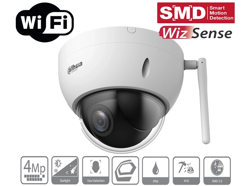 Kamera WiFi obrotowa PTZ Dahua SD22404DB-GNY-W 2.8-12 mm 4 Mpx Funkcje AI Starlight