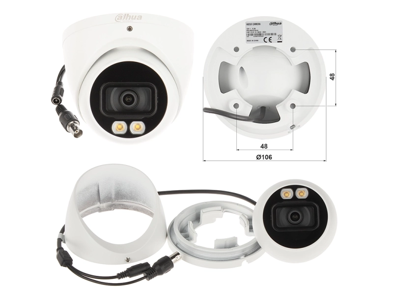 Zestaw monitoringu 2 kamery analogowe Dahua HAC-HDW1509T-A-LED-0280B-S2 5MPx Wizsense Full-Color Starlight Mikrofon