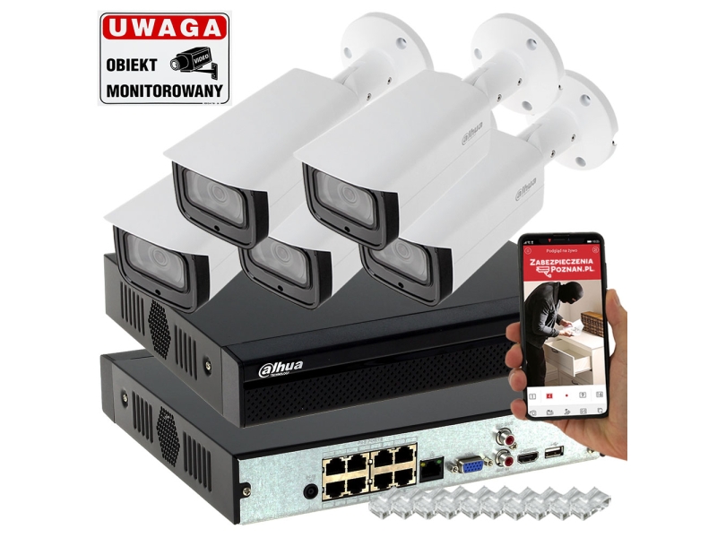Monitoring firmy 5 kamer Dahua 8MPx IPC-HFW4831T-ASE-0280B Analiza IVS