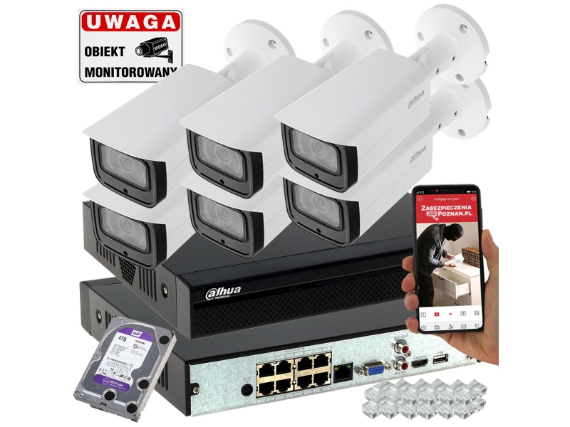 System monitoringu firmy 6 kamer Dahua 8MPx IPC-HFW4831T-ASE-0280B Analiza IVS