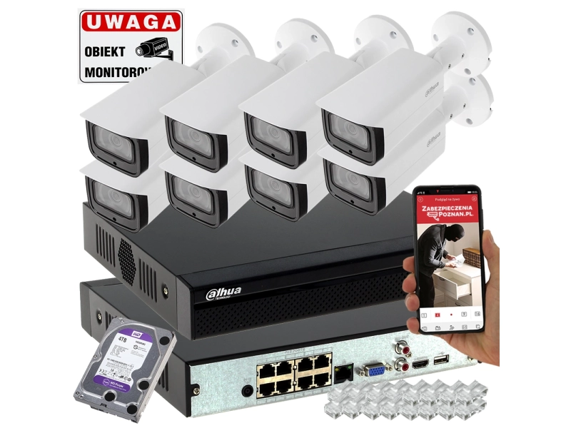 Zestaw do monitoringu 8 kamer Dahua 8MPx IPC-HFW4831T-ASE-0280B Analiza IVS
