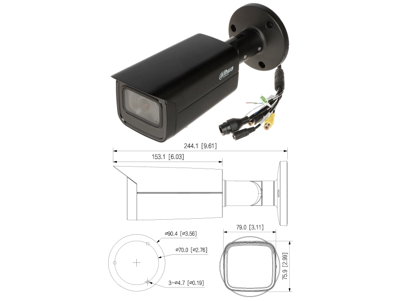 Wandaloodporna kamera IP DAHUA IPC-HFW5541T-ASE-0280B-BLACK 5Mpx IR80 WizMind Satrlight MicroSD Audio