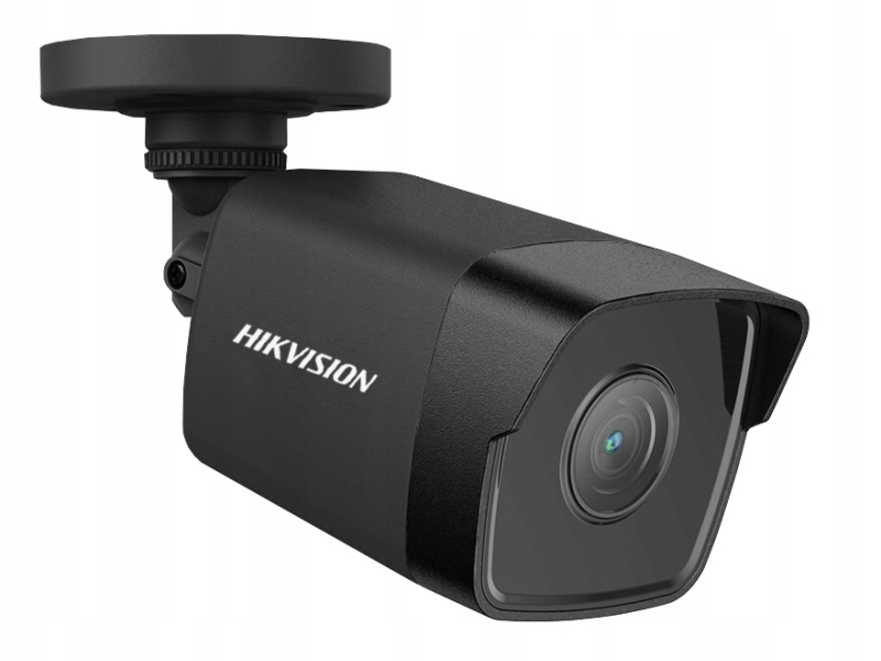 Tani zestaw do monitoringu zewnętrznego 6 czarnych kamer IP Hikvision IPCAM-B4 4MPx PoE