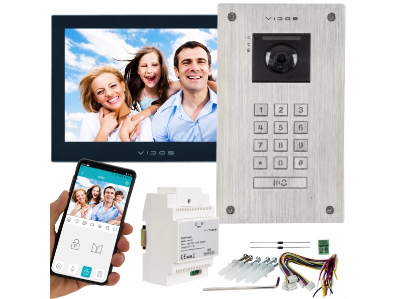 Wideodomofon 2IP 2 żyłowy Vidos M205B-X + S204  Android Podczerwień MicroSD