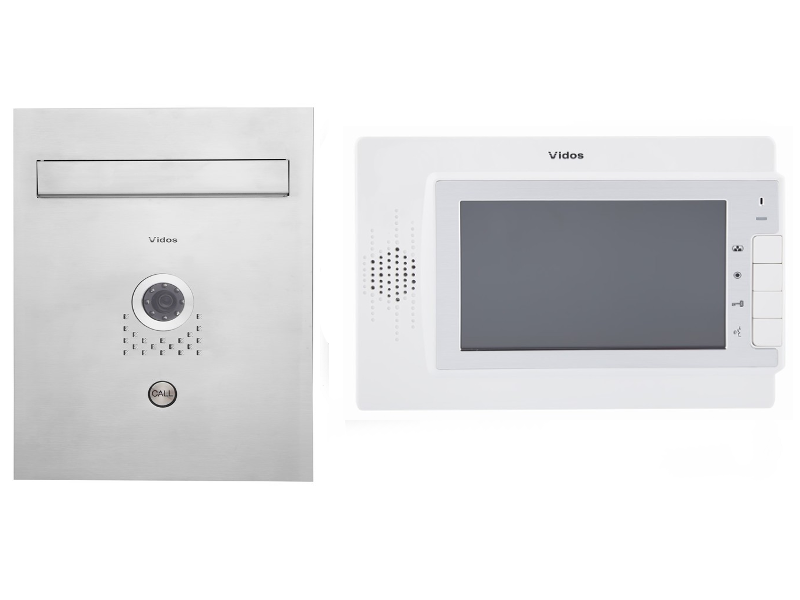 Zestaw wideodomofonowy z białym monitorem i skrzynką na listy z kamerą S551-SKP / M320W VIDOS
