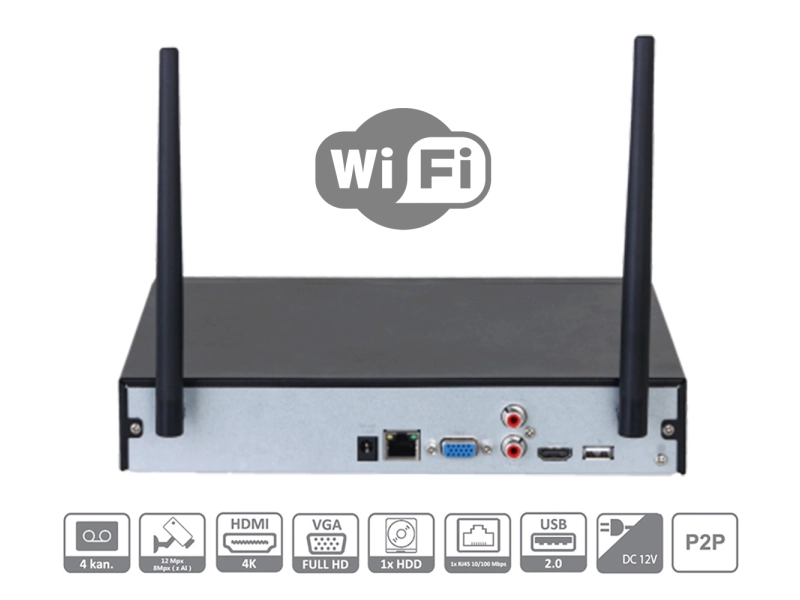 Rejestrator IP WiFi Dahua NVR1104HS-W-S2-CE na 4 kamery