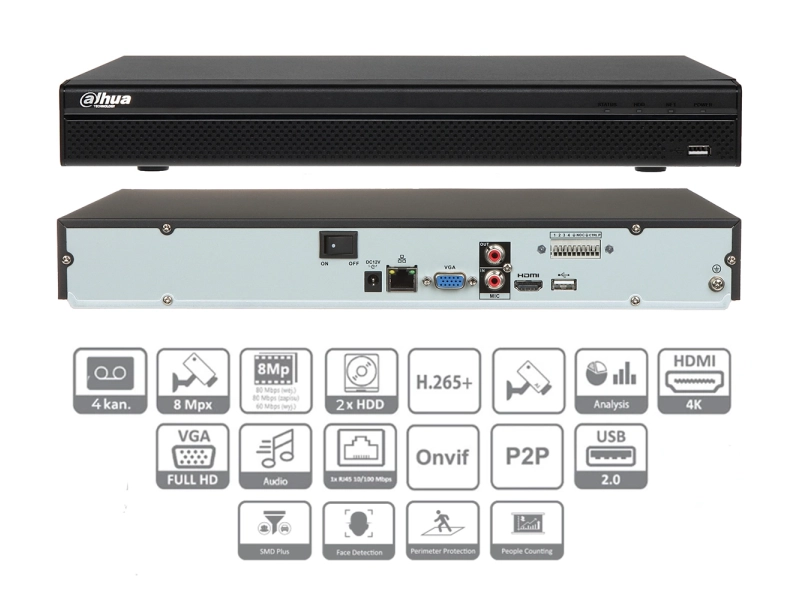 Rejestrator IP NVR2108HS-8P-4KS2 8 Mpx 8xPOE