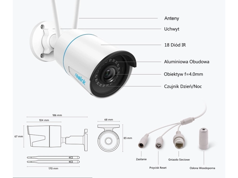 Inteligentna kamera WiFi Reolink RLC-410W AI 4mpx Smart Detekcja Mikrofon MicroSD
