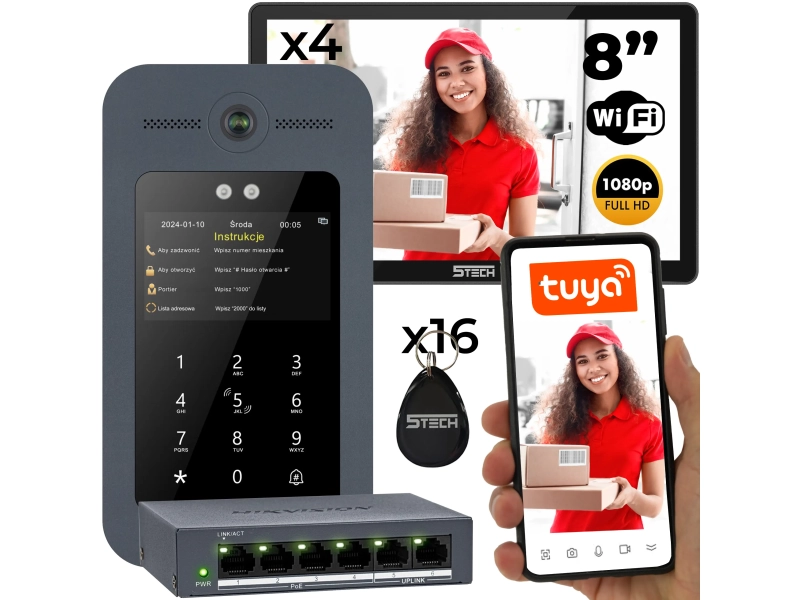 Wideodomofon zestaw 5TECH WIFI 8