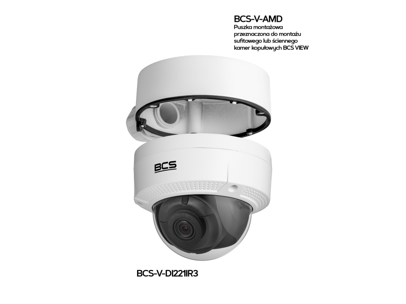 Wandaloodporna kamera kopułowa IP BCS-V-DI221IR3 2.8mm 2MPx AI IR30 IK10 microSD PoE