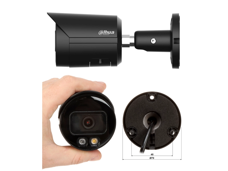 Zestaw mocnych zewnętrznych kamer IP Dahua 8x IPC-HFW2849S-S-IL-0280B-Black 8MPx Wykrywanie dźwięku, Podwójny oświetlacz, Analityka