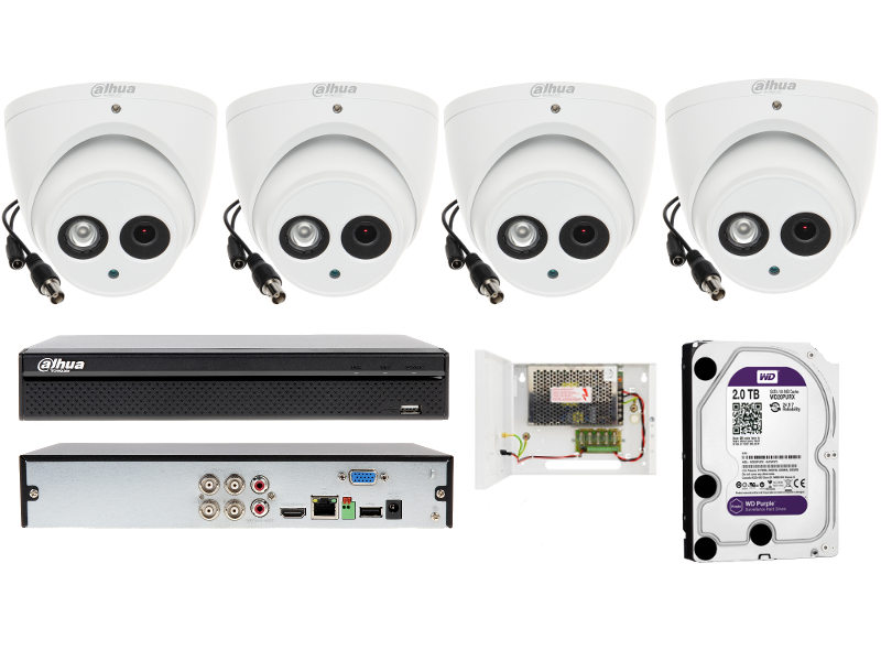 Gotowy system monitoringu na 4 kamery z podczerwienią do 50 metrów