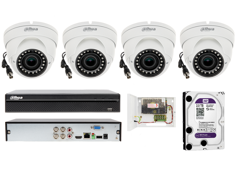 Zestaw do monitoringu na 4 kamery wandaloodporne FULL HD 2 MPIX IR 30M