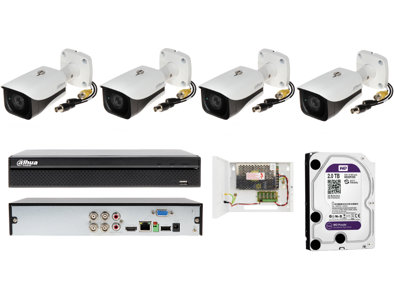 Kompletny zestaw na 4 kamery FULL HD do monitorowania hal magazynowych