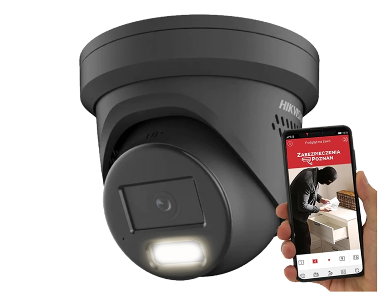 Kamera IP kopułowa Hikvision DS-2CD2347G3-LIS2UY/SL BLACK 4Mpx ColorVu + Acusense + Smart Hybrid Light + Live Guard