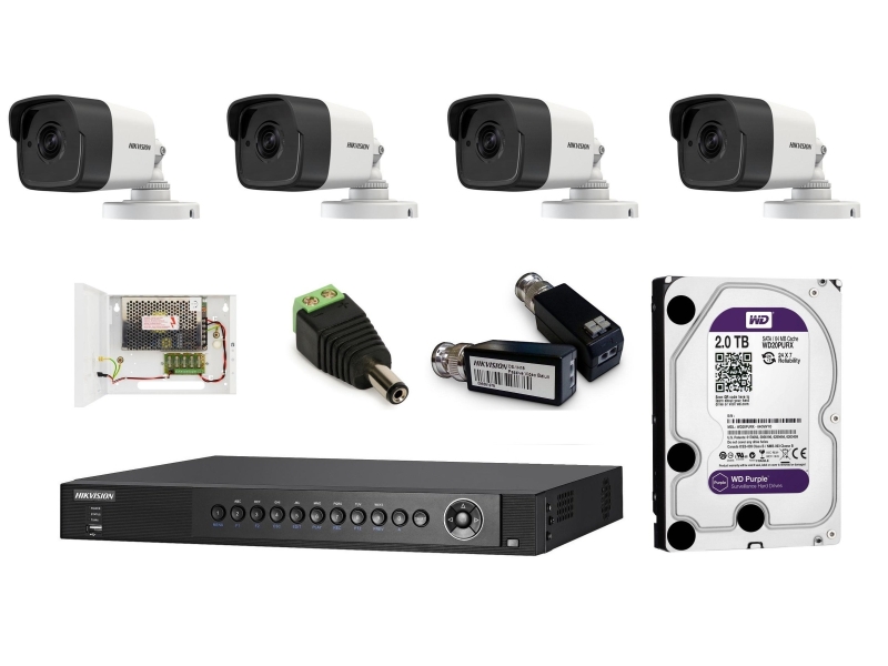 DS-2CE16H1T-IT analogowy kompletny zestaw na 4 kamery tubowe Hikvision 5Mpx.