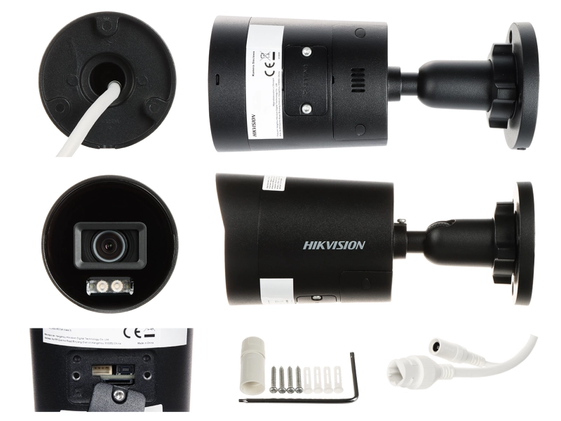 Kamera IP z podwójnym oświetlaczem Hikvision DS-2CD2047G2H-LIU/SL(eF) BLACK 4Mpx Smart Hybrid Light ColorVu Acusense Mikrofon MicroSD