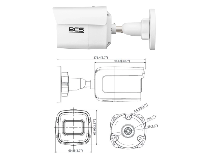 Zewnętrzna kamera inteligentna IP BCS-V-TI232IR4-AI 2MPX ANALITYKA DARKVIEW IR40 MICROSD