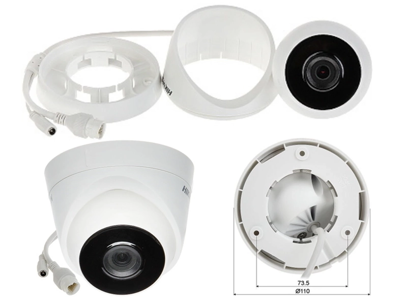 Zestaw monitoringu 8 kamer Hikvision DS-2CD1343G2-I Rejestrator POE Dysk 2TB Inteligentna Detekcja MD 2.0