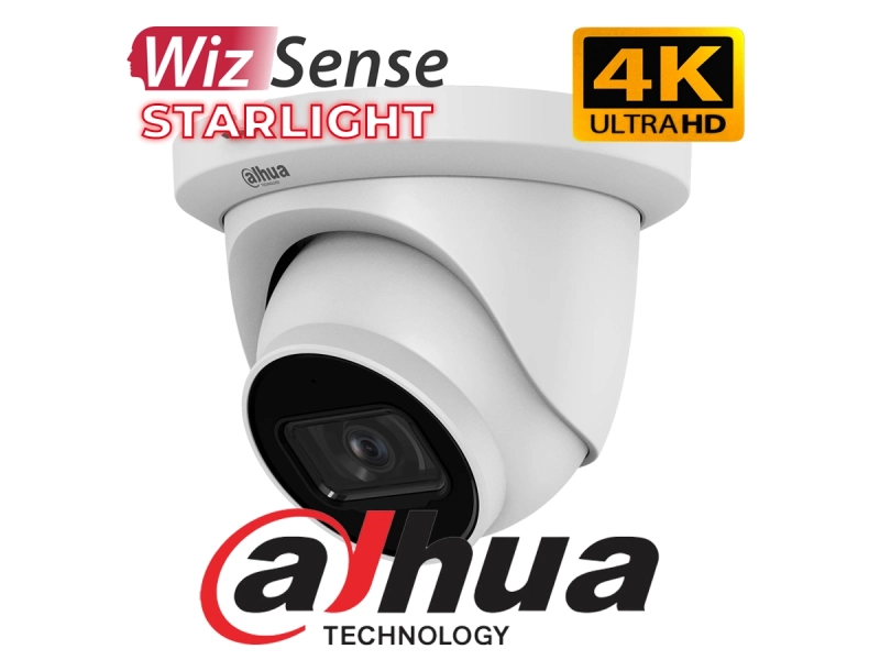 Kamery monitoring magazynu Dahua 8MPx IPC-HDW3841TM-AS-0280B WizSense StarLight Analityka AI MicroSD Mikrofon