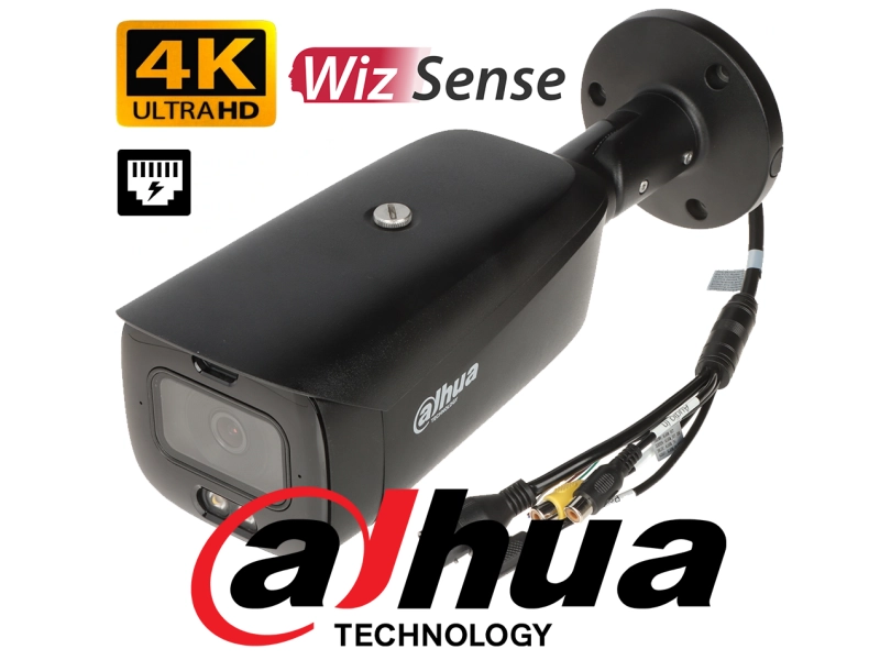 Kamera IP DAHUA IPC-HFW3849T1-AS-PV-0280B-S4-BLACK 8Mpx TiOC Full-Color 4K Analityka IVS SMD MicroSD Mikrofon Audio