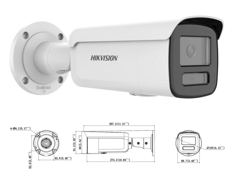 Kamera IP Hikvision Pro Series DS-2CD2T46G3-4IZY 4Mpx Obiektyw zmiennoogniskowy motozoom 2,8-4 mm, DarkFighter, oświetlacz 80m IR, 2 Mikrofony PoE