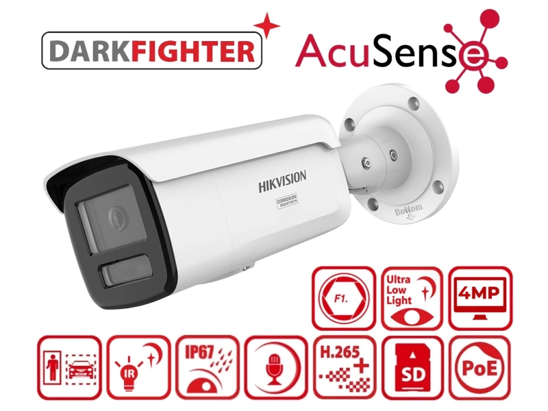 Kamera IP Hikvision Pro Series DS-2CD2T46G3-4IZY 4Mpx Obiektyw zmiennoogniskowy motozoom 2,8-4 mm, DarkFighter, oświetlacz 80m IR, 2 Mikrofony PoE