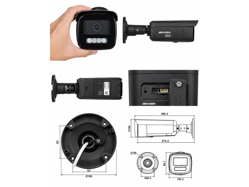 Kamera IP 8K Hikvision Pro Series DS-2CD2T166G3-IS2UY/SL-BLACK 16Mpx Smart Hybrid Light AcuSense ColorVu 3.0 Audio Live Guard PoE