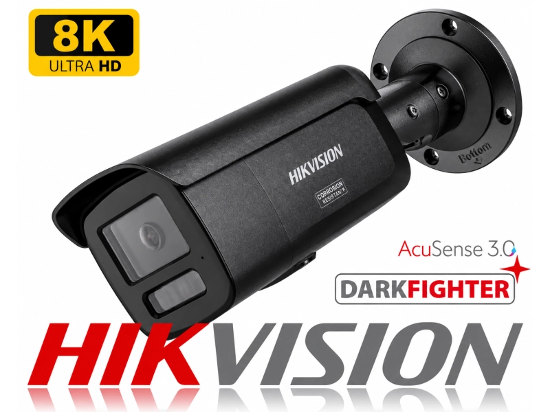 Kamera IP 8K Hikvision Pro Series DS-2CD2T166G3-IS2UY/SL-BLACK 16Mpx Smart Hybrid Light AcuSense ColorVu 3.0 Audio Live Guard PoE