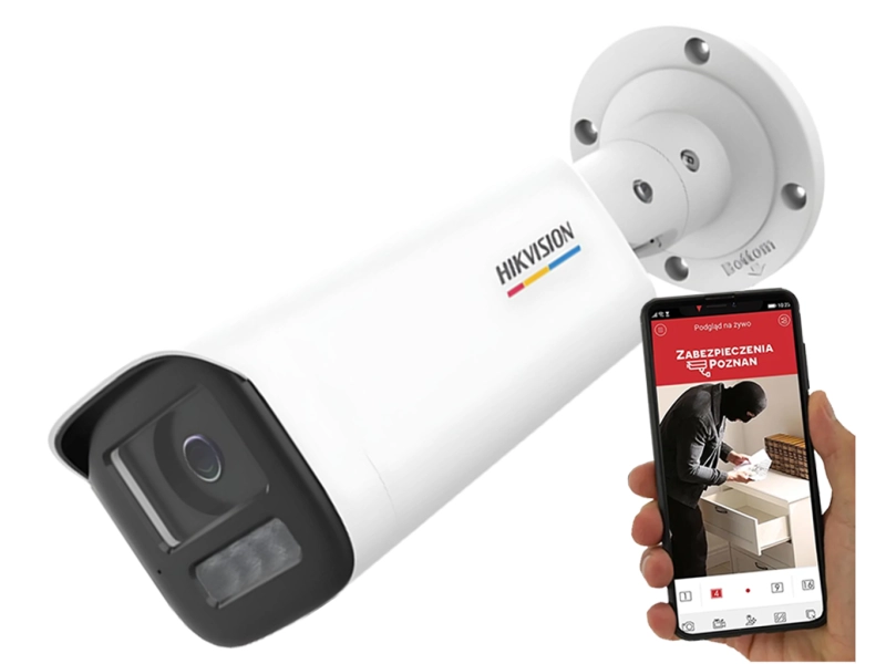 Kamera IP Hikvision DS-2CD1B47G3H-LIUF/SRB 4Mpx ColorVu kolorowy obraz 24/7, Hybrydowe oświetlenie + Alarm dźwiękowy i stroboskop