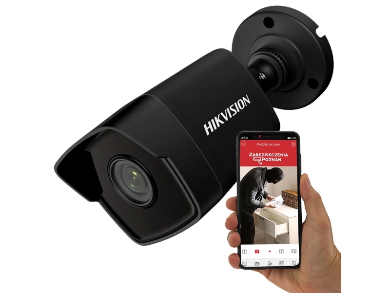 Kamera do monitoringu IP Hikvision IPCAM-B4-Black 4Mpx Aplikacja IR30 PoE