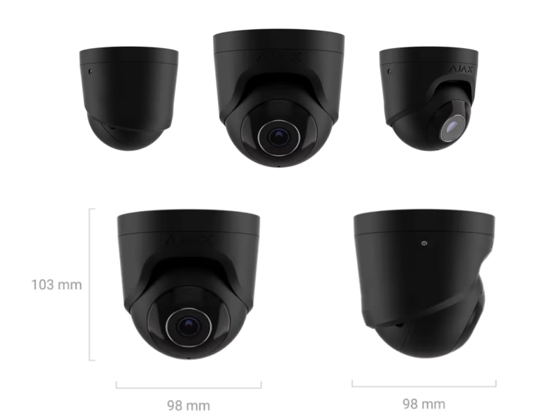 Kamera IP kopułowa Ajax TurretCam 5Mpx BLACK 2.8mm Rozpoznawanie ruchu i obiektów