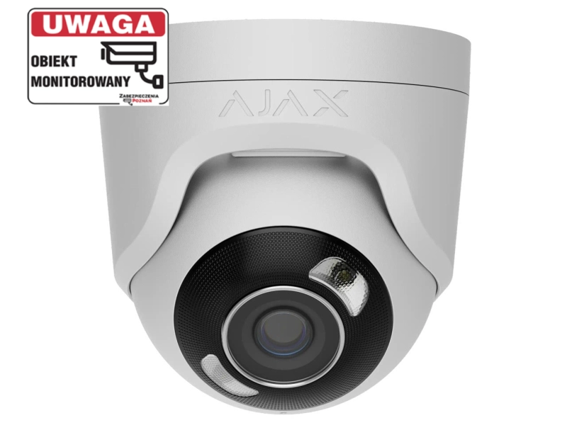 Kamera IP kopułowa Ajax TurretCam HL 5Mpx WHITE 2.8mm Hybrydowe oświetlenie LED + IR, Detekcja Ruchu + Mikrofon