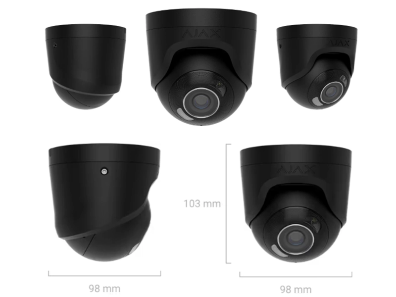 Kamera IP kopułowa Ajax TurretCam HL 8Mpx BLACK 2.8mm Hybrydowe oświetlenie LED + IR, Detekcja Ruchu + Mikrofon
