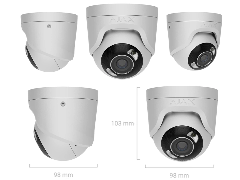 Kamera IP kopułowa Ajax TurretCam HL 5Mpx WHITE 2.8mm Hybrydowe oświetlenie LED + IR, Detekcja Ruchu + Mikrofon