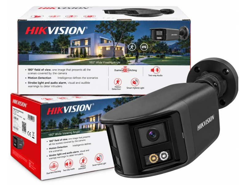 Kamera IP Panoramiczna Hikvision Pro Series DS-2CD2T63G2P-LISU/SL BLACK 6Mpx Smart Hybrid Light, AcuSense, Live Guard