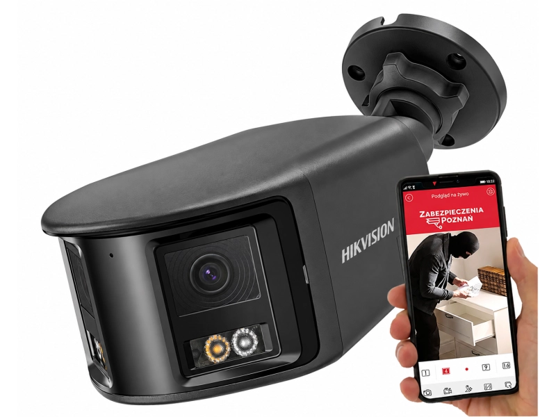 Kamera IP Panoramiczna Hikvision Pro Series DS-2CD2T63G2P-LISU/SL BLACK 6Mpx Smart Hybrid Light, AcuSense, Live Guard