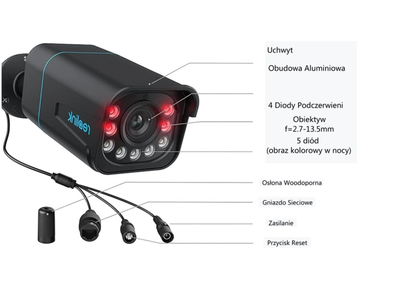 Monitoring Reolink 8 kamer IP RLC-811A 8Mpx 4K Motozoom Detekcja MicroSD POE
