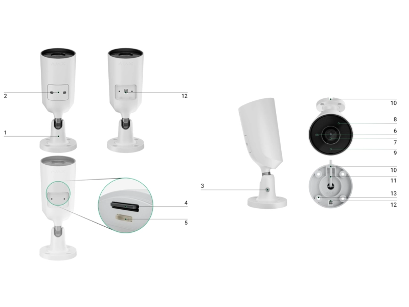 Kamera IP tubowa Ajax BulletCam 5Mpx BLACK 2.8mm Rozpoznawanie ruchu i obiektów, wbudowany mikrofon