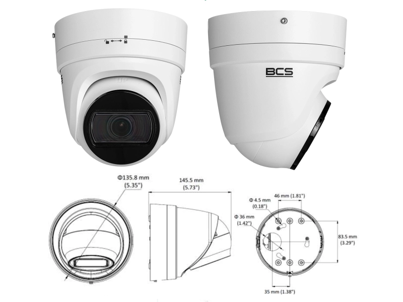 Wandaloodporna kamera kopułowa IP BCS-V-EI236IR3 2MPx AI IR30 IK10 MotoZoom Alarm microSD PoE